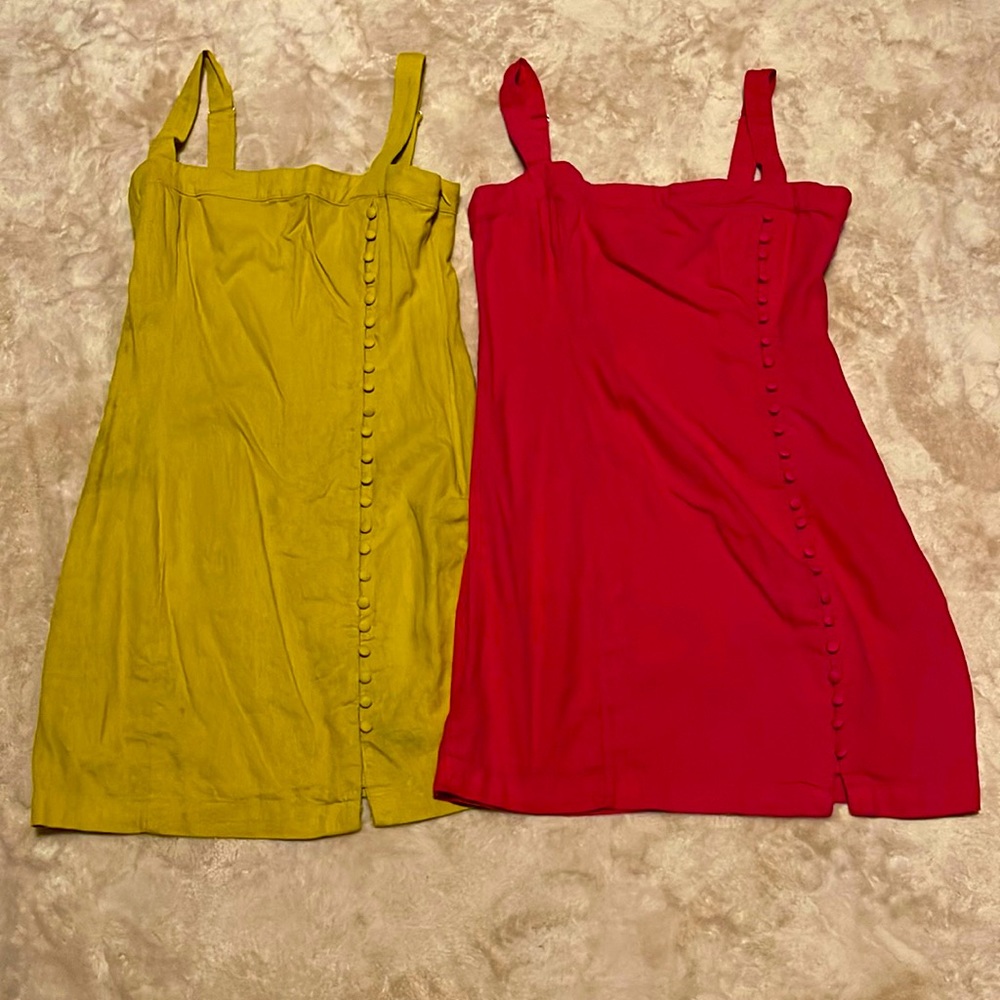 2pc Lot Forever 21 Mini Dress Size Small Pink and Mustard